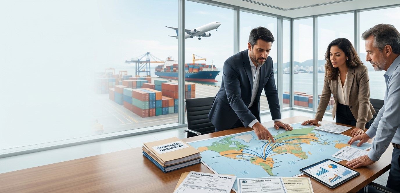 Exportação — carga em porto internacional